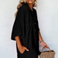 Black Half Button Collared Loose Romper