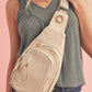 Beige Vintage PU Leather Zipped Crossbody Bag