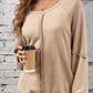 Light French Beige Solid Waffle Knit Patchwork Raglan Sleeve Sweatshirt