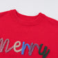 Fiery Red Tinsel Merry Letter Drop Shoulder Baggy Sweater