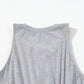 Gray Ribbed Knit Buttons Drawstring Sleeveless Jumpsuit