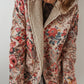 Beige Vintage Paisley Floral Printed Sherpa Lined Hooded Jacket