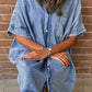 Light Blue Loose Medium Wash Short Sleeve Shirt Chambray Dress