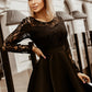 Black Long Sleeve Lace High Low Satin Prom Dress