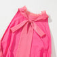 Strawberry Pink Gauze Ruffle Tiered Knotted Halter Dress