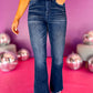 Dirty blue Plus Size High Waist Side Slits Flare Jeans