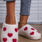 White Valentines Day Hearts Print Plush House Slippers