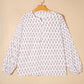 White Boho Print Long Sleeve Buttoned Blouse