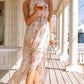 Multicolor Crisscross Backless Long Floral Dress