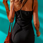 Black Ribbed Knit Slim-fit One Shoulder Sleeveless Bodycon Dress