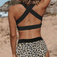 Leopard Print Criss Cross Back Bikini Set