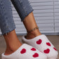 White Valentines Day Hearts Print Plush House Slippers