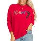 Fiery Red Tinsel Merry Letter Drop Shoulder Baggy Sweater