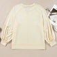 Apricot Exposed Stitching Notched Neckline Long Sleeve Top