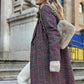 Pink Plaid Lapel Collar One Button Midi Coat