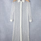 White Polka Dot Print Collared Buttoned Mesh Duster Kimono