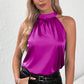 Bright Pink Halter Neck Keyhole Back Satin Vest