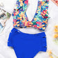 Floral Print Front Tie High Waist Bikini Swimsuit with Ruffles