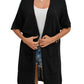 Black Dolman Half Sleeve Pocketed Long Cardigan