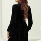 Black Velvet High Neck Tiered Ruffle Mini Dress