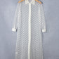 White Polka Dot Print Collared Buttoned Mesh Duster Kimono