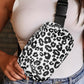 Black Leopard Print Buckle Canvas Chest Bag 20*5*14cm