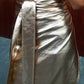 Gold Metallic Leather Knotted Wrap Midi Skirt