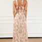 Multicolor Crisscross Backless Long Floral Dress