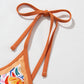 Orange Fruit Plant Print Tied Straps V Neck One Piece Swimsuit