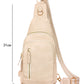 Beige Vintage PU Leather Zipped Crossbody Bag