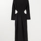 Black Ribbed Twist Cutout Long Sleeve Dress