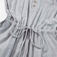 Gray Ribbed Knit Buttons Drawstring Sleeveless Jumpsuit