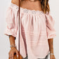 Beige Puff Sleeve Eyelet Babydoll Blouse