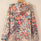 Beige Vintage Paisley Floral Printed Sherpa Lined Hooded Jacket