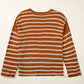 Brown Stripe Drop Shoulder Casual Sweater