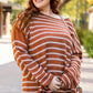 Brown Stripe Drop Shoulder Casual Sweater