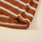 Brown Stripe Drop Shoulder Casual Sweater