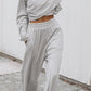 Light Grey Solid Criss Cross Crop Top and Pants Active Set