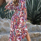 Violet V Neck Floral Print Empire Waist Maxi Dress