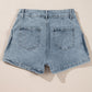 Dusk Blue Studded Acid Wash Jean Shorts