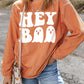 Orange Halloween Hey Boo Ghost Print Loose Sweatshirt