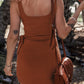 Coffee Knot Side Wrapped Sleeveless Mini Dress