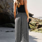 Black Printed Striped Printed Slit Wide Leg High Waist Pants