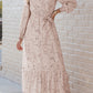 Leopard Surplice Neck Bubble Sleeve Maxi Dress with Sash