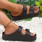 Black Double-buckle EVA Slippers