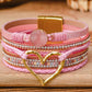 Pink Bohemian Heart Rhinestone Magnetic Buckle Bracelet