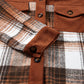 Cinnamon Plaid Corduroy Patchwork Chest Pocket Shacket