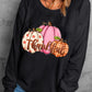 Black Pumpkin Thankful Drop Shoulder Thanksgiving Pullover Sweatshirt