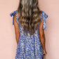 Blue Rose Floral Knotted Straps Tiered Babydoll Dress