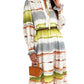 Multicolor Lace Up Tie-dye Print Long Shirt Dress